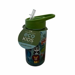Crocodile Creek Eco Kids Tritan Green Blue Drinking Bottle jungle animal theme